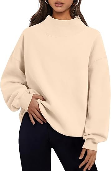 Trendy Queen Womens Oversized Sweatshirts Turtleneck Pullover Long Sleeve Hoodies