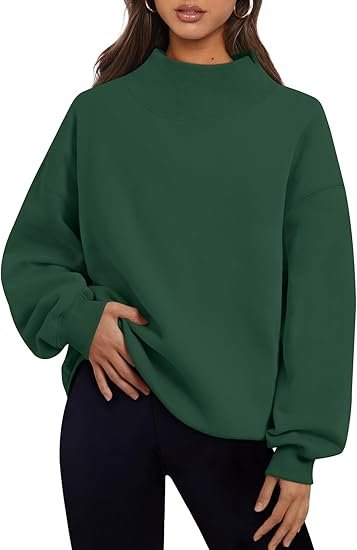 Trendy Queen Womens Oversized Sweatshirts Turtleneck Pullover Long Sleeve Hoodies