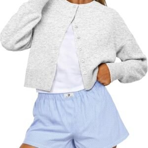 Trendy Queen Cropped Cardigan Sweaters for Women Lightweight Y2k Fall Outfits