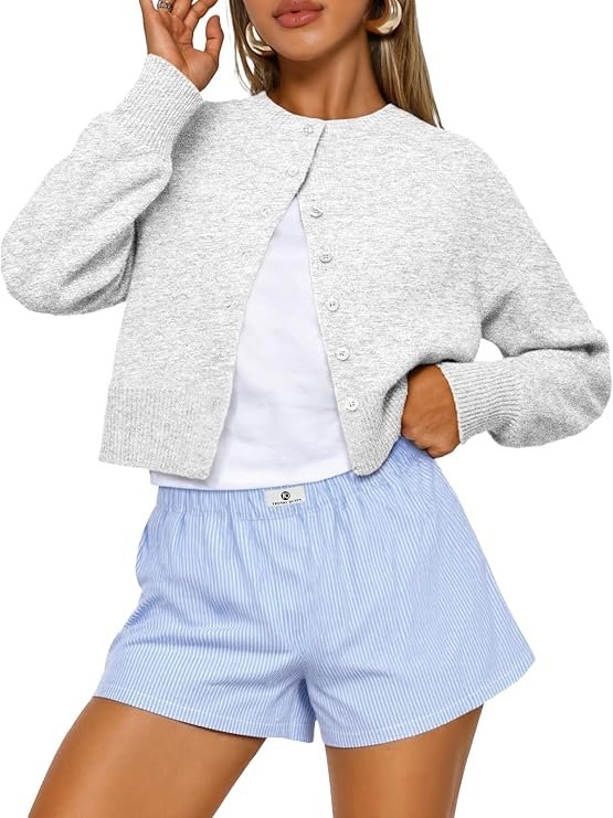 Trendy Queen Cropped Cardigan Sweaters for Women Lightweight Y2k Fall Outfits