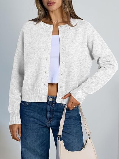 Trendy Queen Cropped Cardigan Sweaters for Women Lightweight Y2k Fall Outfits