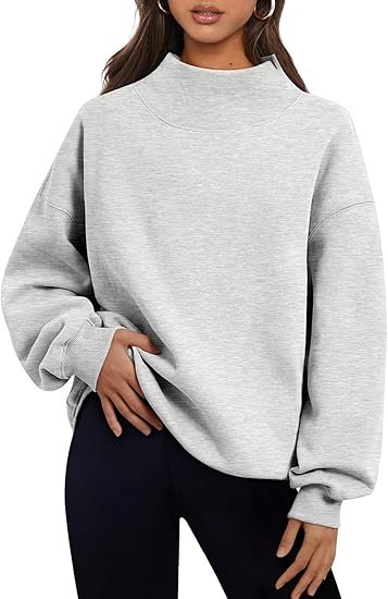 Trendy Queen Womens Oversized Sweatshirts Turtleneck Pullover Long Sleeve Hoodies